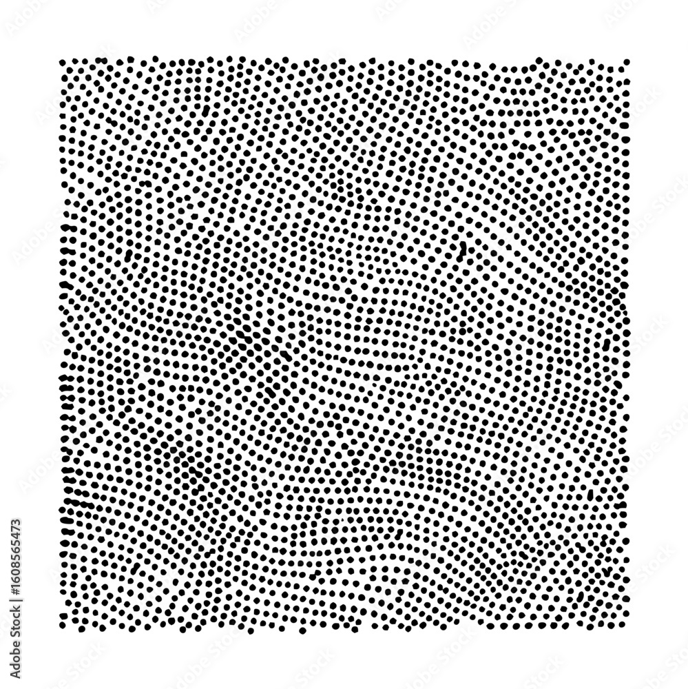 Poster dense arrangement of black dots forming a square pattern on a white background with subtle variation