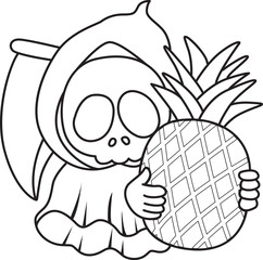 Illustration of cute skull ghost icon.
Funny skull ghost in activities stickers.
Angel of death cute elements.