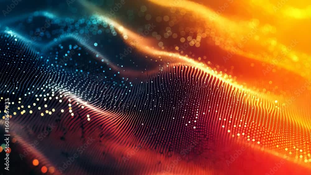 Poster dynamic abstract digital wave with glowing particles and vibrant colors