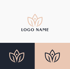  Minimalist Lotus Flower with Human Figure Logo