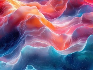 Vibrant abstract waves of color blending in a dreamy landscape, perfect for creative projects and modern design themes.