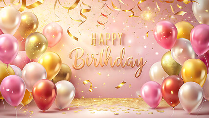 happy birthday card with balloons