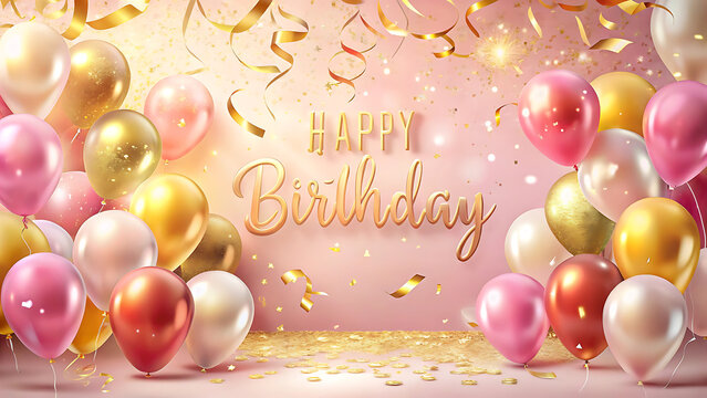 happy birthday card with balloons