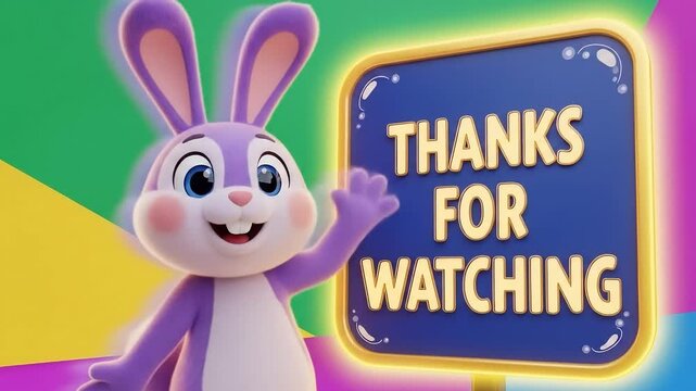 Animated Bunny Says Thanks for Watching.