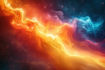 Vibrant cosmic nebula with swirling orange and blue hues, capturing the beauty of the universe, perfect for sci-fi and space-themed projects.