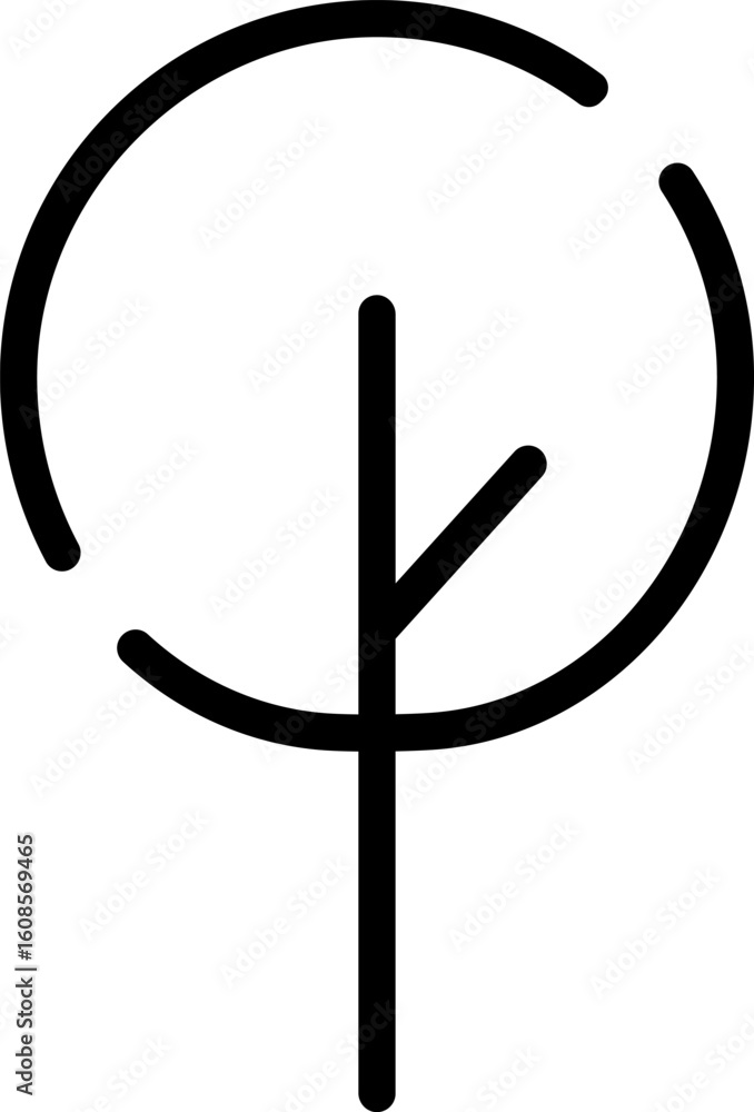 Poster minimalistic modern rounded outline tree icon
