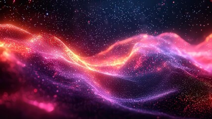 Vibrant cosmic waves of pink and purple light flowing through a starry backdrop, evoking a sense of wonder and depth for creative projects.
