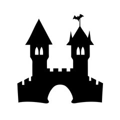 Fototapeta premium Halloween black castle haunted house cartoon silhouette