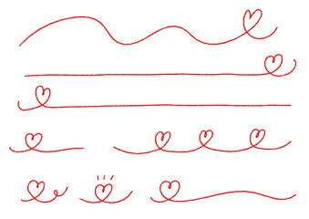 ハートの手書き風飾り線セット（デコボコの線）