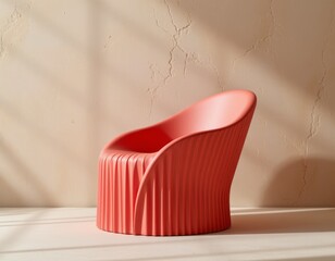 Modern Coral Chair in Minimalist Setting
