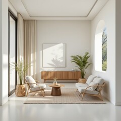 Minimalist Living Room Interior with Natural Light