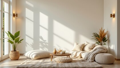Minimalist Living Room Interior with Natural Light