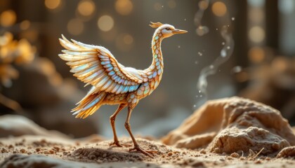 Fantasy Bird Sculpture in Dreamy Landscape
