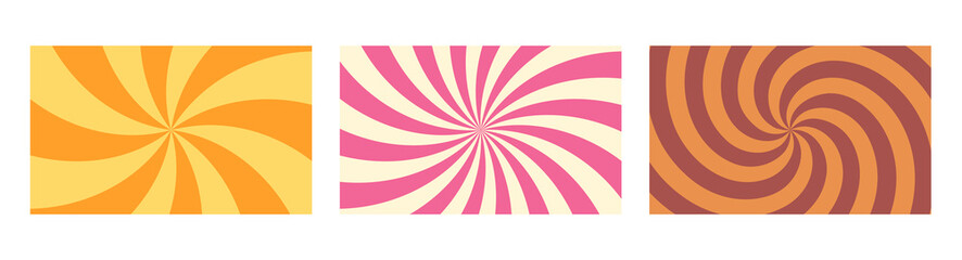 Swirl Rectangle Backgrounds Collection. Sweet Candy Spiral Backdrop. Abstract Frame for Banner and Promotion Template. 