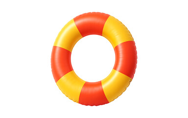 Orange and yellow striped inflatable ring isolated on transparent background