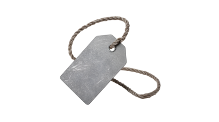 Blank gray tag with beige rope loop