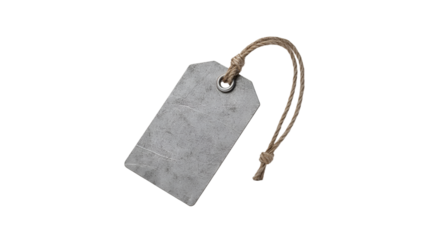 Blank Grey Tag with Jute String Rustic Label Design Element,