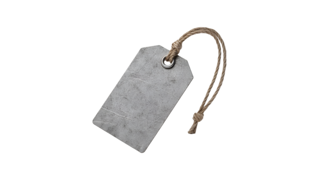 Blank Grey Tag with Jute String Rustic Label Design Element,