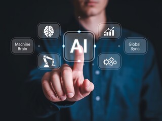 Artificial intelligence concept with digital icons technology innovation