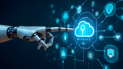 Robotic arm interacting with a digital cloud network