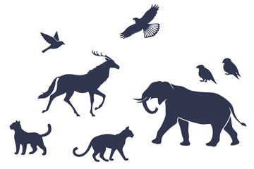 Obraz premium Wild Animal Silhouette Vector Art Collection