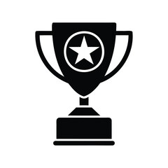Black and White Trophy with Star Symbol for Achievement and Competition