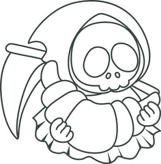 Illustration of cute skull ghost icon.
Funny skull ghost in activities stickers.
Angel of death cute elements.