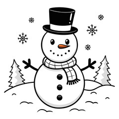 snowman with christmas tree