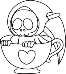 Illustration of cute skull ghost icon.
Funny skull ghost in activities stickers.
Angel of death cute elements.