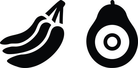 banana and avocado fruits vector icon illustration, vector eps10  with transparent png