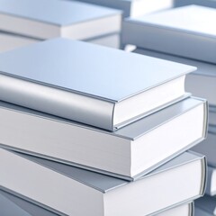 Stacked books, light gray covers