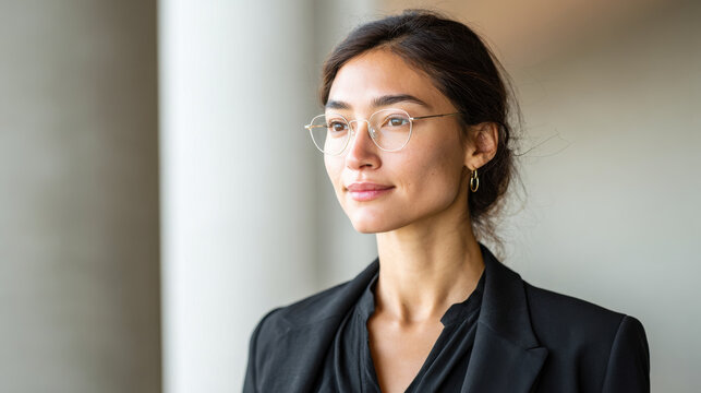 confident individual wearing aienhanced glasses embodies sense of assurance and sophistication