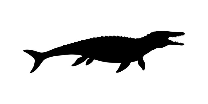 Mosasaurus silhouette vector flat illustration design.