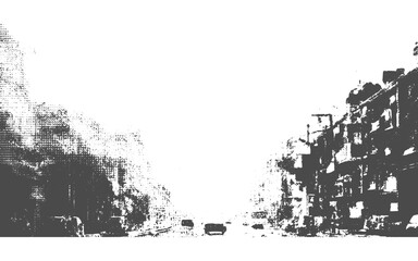 Fototapeta premium Grunge City Texture Overlay with Halftone Dot Pattern and Urban Distressed Background Surface.