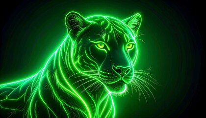 Neon green feline portrait