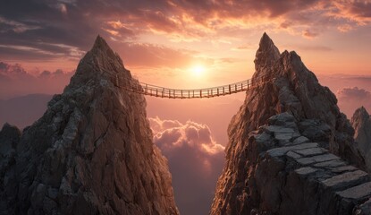 Bridge connecting two cliffs symbolizes mediation bridging understanding gaps.