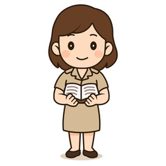 cartoon thai teacher illustration