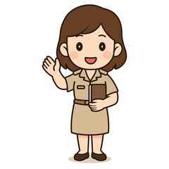 cartoon thai teacher illustration