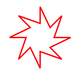 Spiky red explosion shape with jagged star outline. Abstract sharp-edged burst icon for comic-style overlays, emphasis effects, or dramatic design elements.