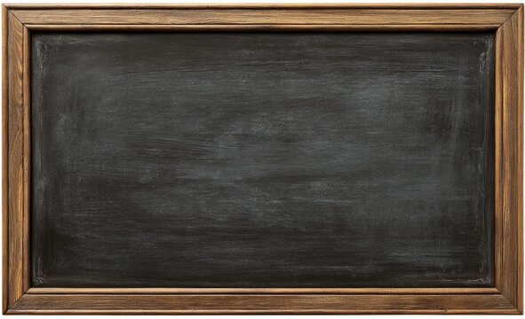 A wooden framed blackboard sign with a clean, blank surface ready for writing. Perfect for cafes, restaurants, or shops. Isolated on transparent background