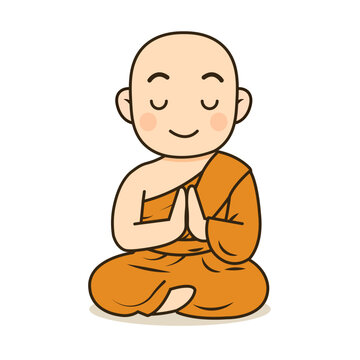 recommend clip art: cartoon monk meditating illustration