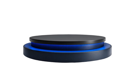 Black pedestal with blue light modern display stand