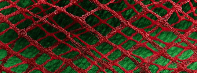 Red mesh network against a green backdrop