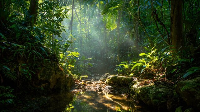 A dense tropical rainforest