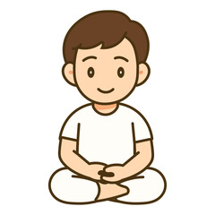 cartoon man sitting meditating illustration