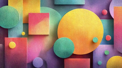 Vibrant abstract retro podcast background design featuring colorful geometric shapes and soft gradients for vintage audio themes, vector style composition -- 