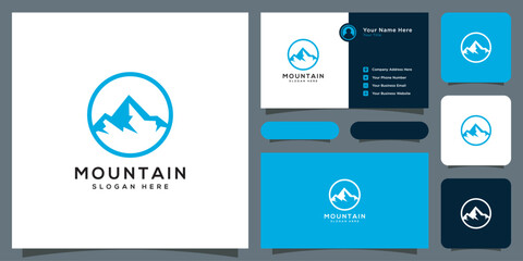 mountain logo vector design and business card