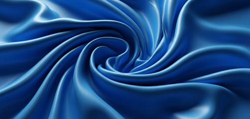 Swirling blue fabric with light reflections creates a dynamic textured pattern, blending motion and sheen for energetic visual compositions and elegant fashion-inspired design aesthetics.