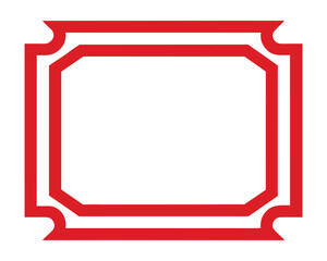 A decorative red frame with ornate corners isolated on white background Ai Generated