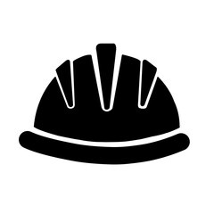 Construction Hard Hat Safety Helmet Silhouette Vector Icon